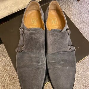 Moreschi grey  suede double monk strap shoes size 12
